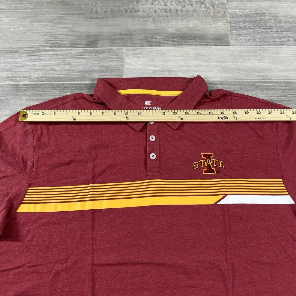 Men's 2XL Colosseum Cardinal Iowa State Cyclones‎ No Problemo Polo Shirt NWOT